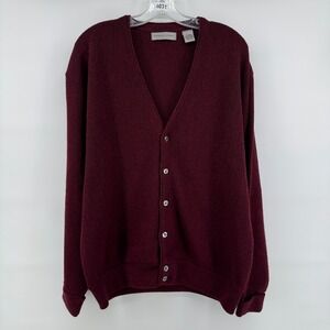 Cypress Links Sweater Mens XL Burgundy Cardigan V-Neck Button Front Made in USA
